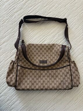 Gucci Brown Beige GG Monogram Crossbody Messenger